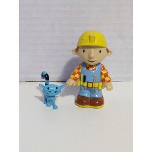 Lot Of 2 Bob The Builder Figure Toy Cake Toppers Construction Pilchard Blue Cat